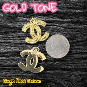 RESTOCKED - Gold Tone CC Zipper Pull Button Charms Pendant Zipper Pull 26mm